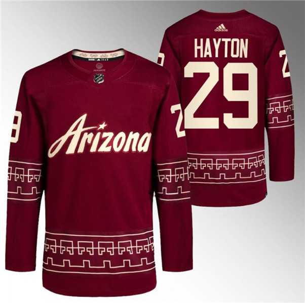 Mens Arizona Coyotes #29 Barrett Hayton Garnet Alternate Pro Jersey Dzhi->arizona coyotes->NHL Jersey